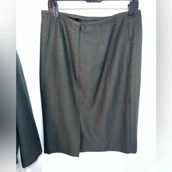 Evan Picone,10, skirt/ jacket suit olive green, micro houndstooth check, print - Picture 7 of 13